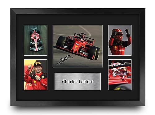 HWC Trading FR A3 Charles Leclerc Geschenke Gedrucktes Signiertes Autogramm Präsenationsdisplay für Formel 1 und Motorrennen Fans - A3 Gerahmt von HWC Trading