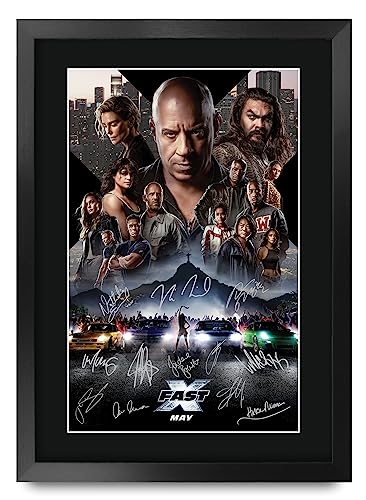 HWC Trading FR A3 Fast and the Furious 10 Fast X Vin Diesel Geschenke Geduckter Poster Signiertes Autogramm Foto für Fans von Film Memorabilien - A3 Gerahmt von HWC Trading