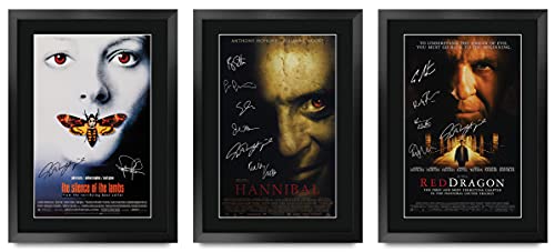 HWC Trading FR A3 Hannibal Lecter Collection x 3 Anthony Hopkins Geschenke gedrucktes Poster, signiertes Autogramm für Film-Fans, gerahmt, A3 von HWC Trading