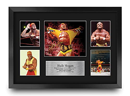 HWC Trading FR A3 Hulk Hogan Wrestling Geschenke Gedruckt, Signiert Autogramm Bild Für WWE & WWF Erinnerungsstücke-Fans - A3 Framed von HWC Trading