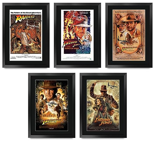 HWC Trading FR A3 Indiana Jones Saga Harrison Ford Geschenke Geduckter Poster Signiertes Autogramm Foto für Fans von Film Memorabilien - A3 Gerahmt von HWC Trading