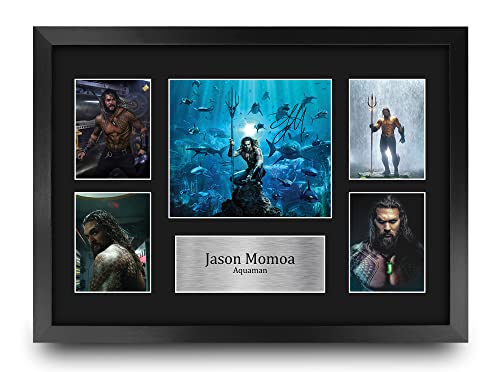 HWC Trading FR A3 Jason Momoa Aquaman Gifts Autogramm-Bild für Film-Erinnerungsstücke, gerahmt, A3 von HWC Trading