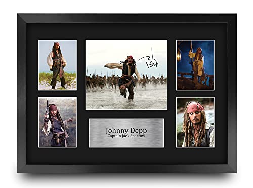 HWC Trading FR A3 Johnny Depp Pirates of the Caribbean Geschenke Geducktes Signiertes Autogramm Fotodisplay für Fans von Film Memorabilien - A3 Framed von HWC Trading