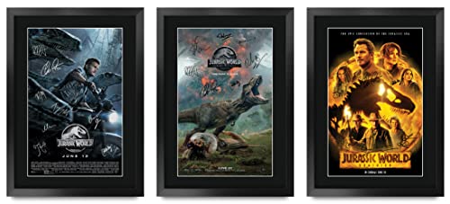 HWC Trading FR A3 Jurassic World x 3 Geschenke Geduckter Poster Signiertes Autogramm Foto für Fans von Film Memorabilien - A3 Framed von HWC Trading