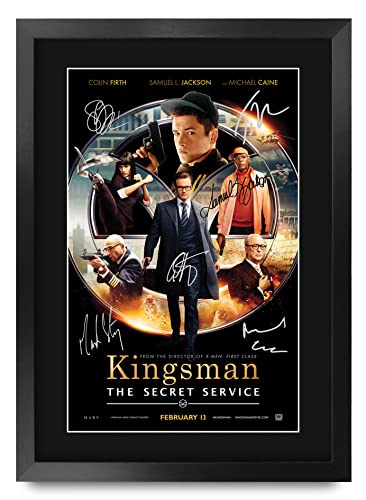 HWC Trading FR A3 Kingsman The Secret Service Taron Egerton, Colin Firth Geschenke Geduckter Poster Signiertes Autogramm Foto für Fans von Film Memorabilien - A3 Framed von HWC Trading