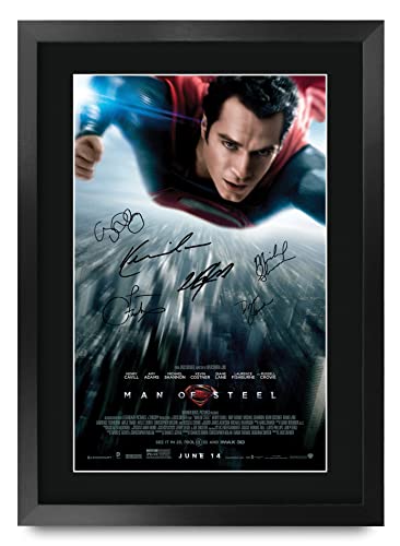 HWC Trading FR A3 Man of Steel - Superman Henry Cavill Geschenke Geduckter Poster Signiertes Autogramm Foto für Fans von Film Memorabilien - A3 Framed von HWC Trading