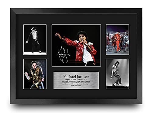 HWC Trading FR A3 Michael Jackson Musician Geschenke Gedruckt Signiert Autogramm Bild Für Musik Erinnerungsstücke Fans - A3 Framed von HWC Trading