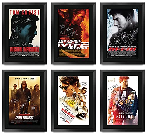 HWC Trading FR A3 Mission Impossible Collection x 6 Filmposter Tom Cruise Gifts Gedrucktes Poster Signiertes Autogrammbild für Film-Memorabilien-Fans - A3 gerahmt von HWC Trading