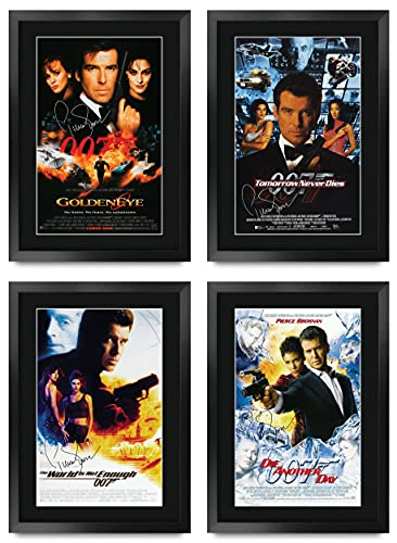 HWC Trading FR A3 Pierce Brosnan Bond Collection x 4 Geschenke Gedruckt Poster Unterzeichnet Autogramm Bild Für Film Erinnerungsstücke Fans - A3 Eingerahmt von HWC Trading