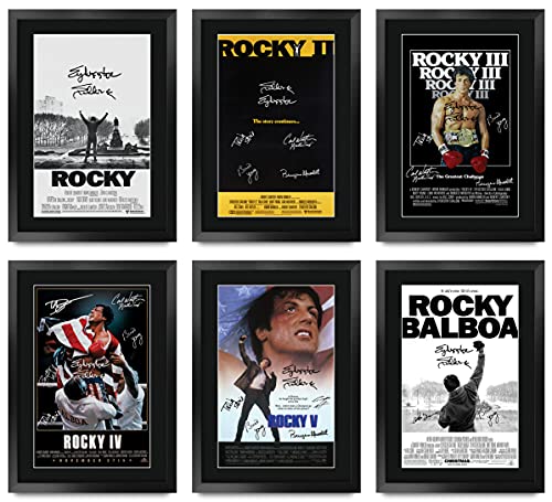 HWC Trading FR A3 Rocky Collection Sylvester Stallone Gifts gedrucktes Poster, signiertes Autogrammbild für Film-Fans, A3 gerahmt von HWC Trading