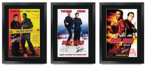 HWC Trading FR A3 Rush Hour Collection of 3 Jackie Chan, Chris Tucker gedrucktes Poster, signiertes Autogramm für Film-Fans, gerahmt, A3 von HWC Trading