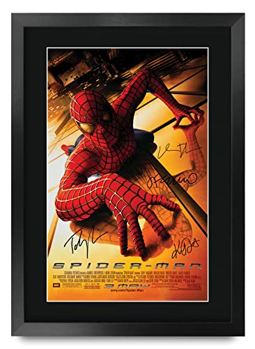 HWC Trading FR A3 Spider-Man 1 Tobey Maguire Geschenke Geduckter Poster Signiertes Autogramm Foto für Fans von Film Memorabilien - A3 Framed von HWC Trading