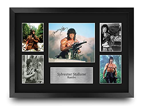 HWC Trading FR A3 Sylvester Stallone Rambo Geschenke Gedruckt, Signiert Autogramm Bild Display Für Film-Erinnerungsstücke-Fans - A3 Eingerahmt von HWC Trading