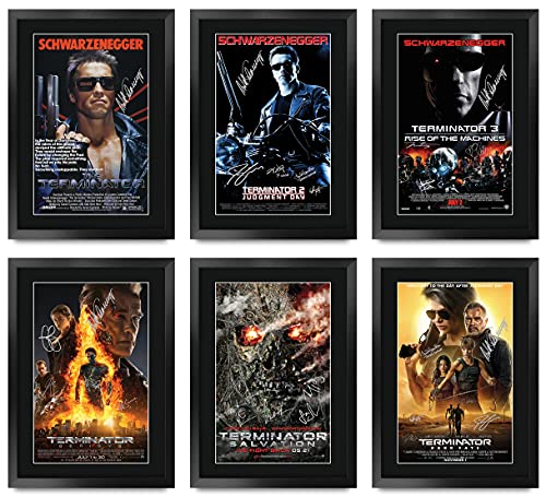 HWC Trading FR A3 Terminator Collection Schwarzenegger Gifts Gedrucktes Poster, signiertes Autogramm, Bild für Filmerinnerungsstücke – A3 gerahmt von HWC Trading