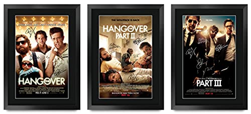 HWC Trading FR A3 The Hangover Collection x 3 Bradley Cooper, Zach Galifianakis Geschenke gedrucktes Poster, signiertes Autogramm, Bild für Film-Fans, A3 gerahmt, 3 Stück von HWC Trading