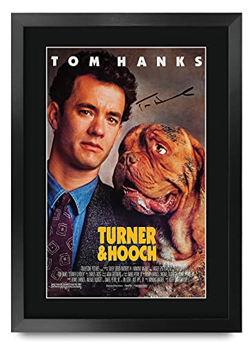 HWC Trading FR A3 Turner & Hooch Tom Hanks Gifts, gedrucktes Poster mit Autogramm für Film-Fans – A3 gerahmt von HWC Trading