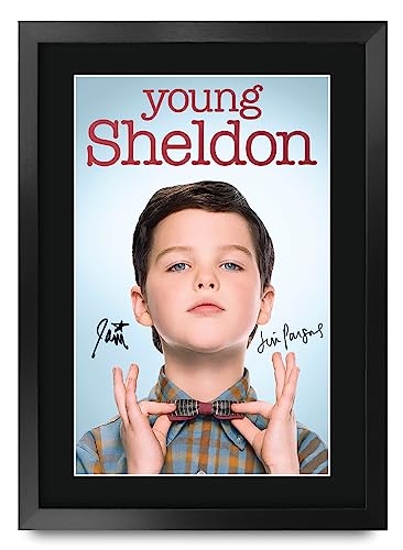 HWC Trading FR A3 Young Sheldon Geschenke Gedrucktes Signiertes Autogramm Poster für Fans von Fernsehn Memorabilien - A3 Gerahmt von HWC Trading