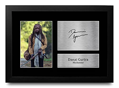 HWC Trading FR A4 Danai Gurira The Walking Dead Michonne - A4 Framed Geschenke Gedruckt Signiert Autogramm Bild Für Fernsehen Zeigen Fans von HWC Trading