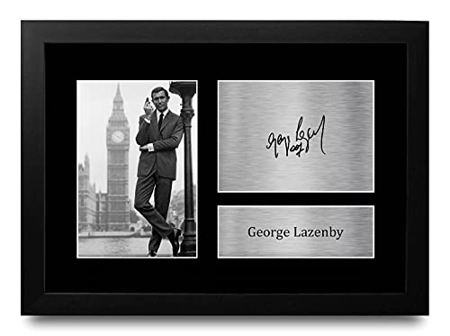 HWC Trading FR A4 George Lazenby James Bond On Her Majesty's Secret Service Geschenke Gedruckt, Signiert Autogramm Bild Für Film-Erinnerungsstücke-Fans - A4 Framed von HWC Trading