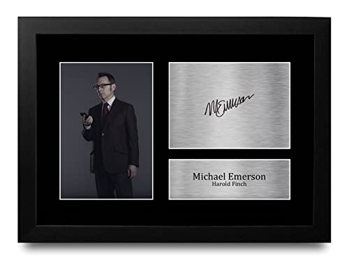 HWC Trading FR A4 Michael Emerson Person of Interest Geschenke Gedrucktes Signiertes Autogramm Foto für Fans von Fernsehshows - A4 Framed von HWC Trading