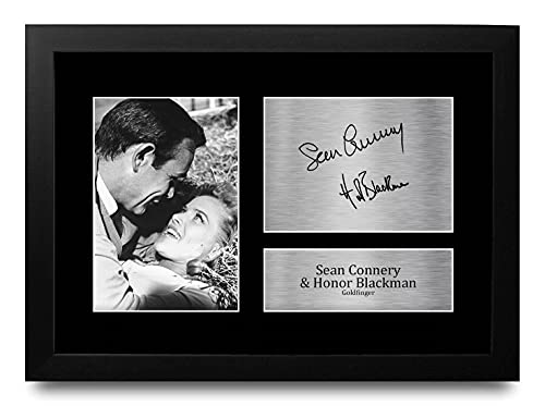 HWC Trading FR A4 Sean Connery & Honor Blackman James Bond Goldfinger Geschenke Gedruckt, Signiert Autogramm Bild Für Film-Erinnerungsstücke-Fans - A4 Framed von HWC Trading