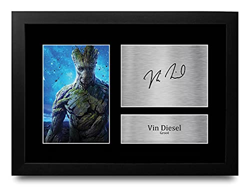 HWC Trading FR A4 Vin Diesel Guardians of the Galaxy Groot Geschenke Gedruckt, Signiert Autogramm Bild Für Film-Erinnerungsstücke-Fans - A4 Framed von HWC Trading