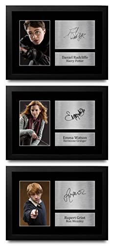 HWC Trading FR Alle 3 x Harry Potter Gift Signed GESTALTET A4 gedruckt Autograph Daniel Radcliffe Emma Watson Rupert Grint Geschenke drucken Fotobildanzeige von HWC Trading