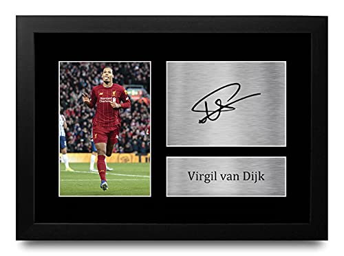 HWC Trading FR Virgil van Dijk Liverpool Geschenke gedruckt Autogramm Bild für Fans und Unterstützer der Unterzeichnung - A4 Eingerahmt von HWC Trading