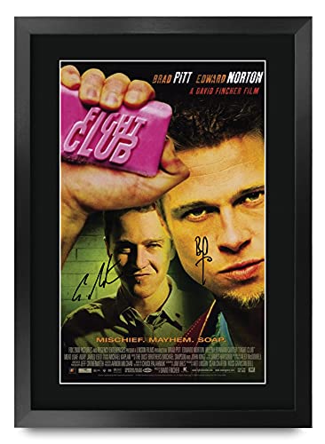 HWC Trading Fightclub A3 Gerahmte Signiert Gedruckt Autogramme Bild Druck-Fotoanzeige Geschenk Für Brad Pitt Ed Norton Filmfans von HWC Trading