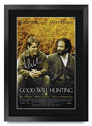 HWC Trading Good Will Hunting A3 Gerahmte Signiert Gedruckt Autogramme Bild Druck-Fotoanzeige Geschenk Für Matt Damon Robin Williams Filmfans von HWC Trading