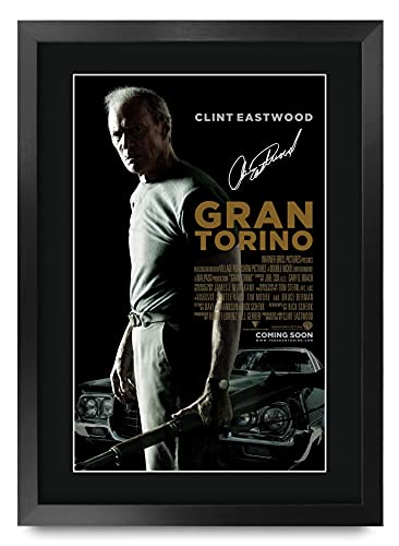 HWC Trading Gran Torino A3 Gerahmte Signiert Gedruckt Autogramme Bild Druck-Fotoanzeige Geschenk Für Clint Eastwood Filmfans von HWC Trading