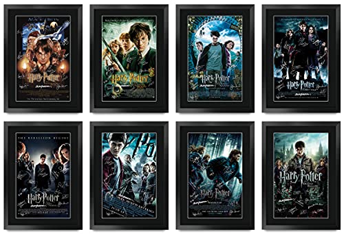 HWC Trading Harry Potter Full Collection with Daniel Radcliffe Emma Watson Rupert Grint Gifts Poster Signiertes Autogramm Bild für Film Memorabilia Fans – A3 Gerahmt von HWC Trading