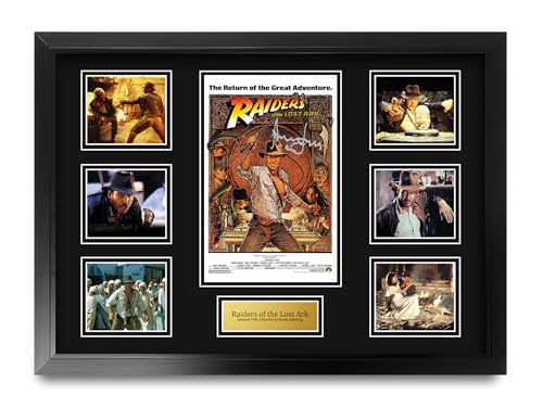 HWC Trading Raiders of the Lost Ark Indiana Jones Harrison Ford Geschenke Geducktes Signiertes Autogramm Präsentationsdisplay für Fans von Film Memorabilien - A2 Gerahmt von HWC Trading