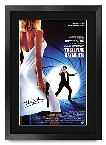 HWC Trading James Bond A3 FR - The Living Daylights Movie Poster Timothy Dalton Signed Geschenk GESTALTET A3 Printed Autogramm Film Geschenke drucken Fotobildanzeige von HWC Trading