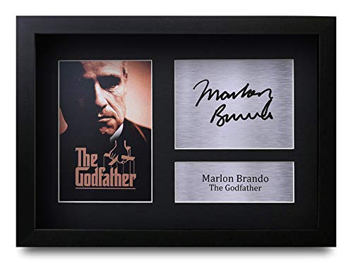 HWC Trading Marlon Brando A4 Gerahmte Signiert Gedruckt Autogramme Bild Druck-Fotoanzeige Geschenk Für The Godfather Filmfans von HWC Trading