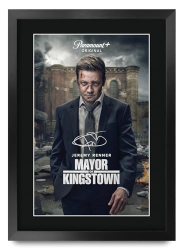 HWC Trading Mayor of Kingstown Geschenke Geduckter Poster Signiertes Autogramm Foto für Fans von Film Memorabilien - A3 Gerahmt von HWC Trading
