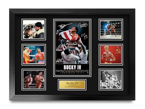 HWC Trading Rocky 4 Geschenke Geducktes Signiertes Autogramm Präsentationsdisplay für Fans von Film Memorabilien - A2 Gerahmt von HWC Trading