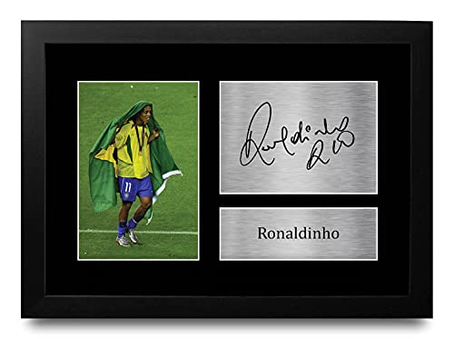 HWC Trading Ronaldinho A4 Gerahmte Signiert Gedruckt Autogramme Bild Druck-Fotoanzeige Geschenk Für Brazil Fußball Fans von HWC Trading