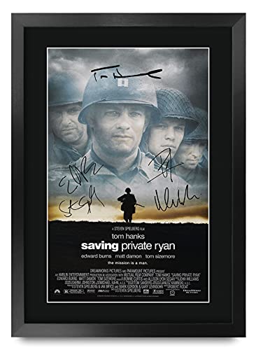 HWC Trading Saving Private Ryan A3 Gerahmte Signiert Gedruckt Autogramme Bild Druck-Fotoanzeige Geschenk Für Tom Hanks Matt Damon Filmfans von HWC Trading