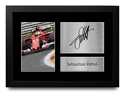 HWC Trading Sebastian Vettel A4 Gerahmte Signiert Gedruckt Autogramme Bild Druck-Fotoanzeige Geschenk Für F1 Formel Eins Fans von HWC Trading
