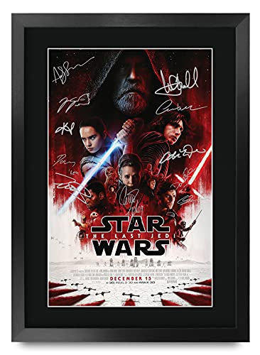 HWC Trading Star Wars The Last Jedi A3 Gerahmte Signiert Gedruckt Autogramme Bild Druck-Fotoanzeige Geschenk Für Filmfans von HWC Trading