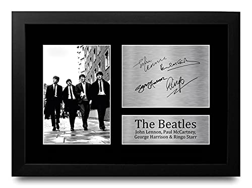 HWC Trading The Beatles A4 Gerahmte Signiert Gedruckt Autogramme Bild Druck-Fotoanzeige Geschenk Für John Lennon Ringo Starr Paul Mccartney George Harrison Musik-Fans von HWC Trading