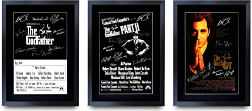 HWC Trading The Godfather Collection The Cast Al Pacino Marlon Brando Gifts gedrucktes Poster signiertes Autogramm Bild für Film-Fans – A3 gerahmt von HWC Trading