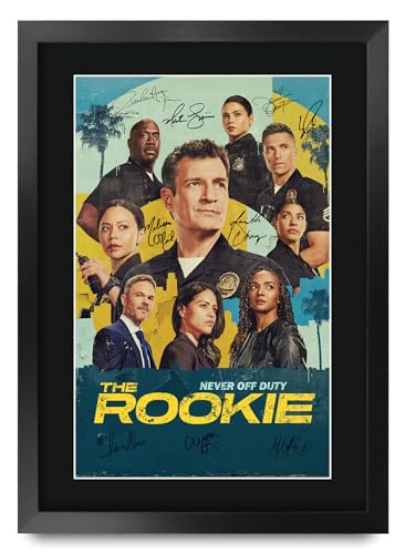 HWC Trading The Rookie (2018) Nathan Fillion Geschenke Gedrucktes Signiertes Autogramm Poster für Fans von Fernsehn Memorabilien - A3 Gerahmt von HWC Trading