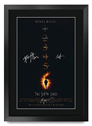 HWC Trading The Sixth Sense The Cast Bruce Willis M Night Shyamalan Geschenke Printed Poster Autogramm Bild für Film-Memorabilia Fans - A3 Eingerahmt von HWC Trading