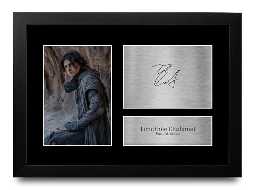 HWC Trading Timothee Chalamet Dune Geschenke Geducktes Signiertes Autogramm Foto für Fans von Film Memorabilien - A4 Gerahmt von HWC Trading