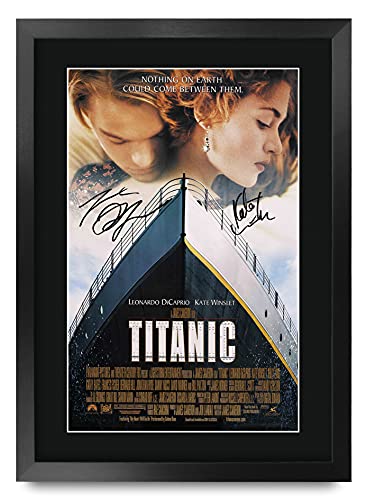 HWC Trading Titanic A3 Gerahmte Signiert Gedruckt Autogramme Bild Druck-Fotoanzeige Geschenk Für Leonard Dicaprio Kate Winslet Filmfans von HWC Trading