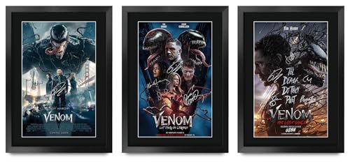 HWC Trading Venom Collection Geschenke Geduckter Poster Signiertes Autogramm Foto für Fans von Film Memorabilien - A3 Gerahmt von HWC Trading