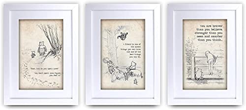 HWC Trading Winnie the Pooh Satz von 3 x A4 Framed Printed Zitat Nursery-Druck-Baby-Dusche-Raum Geschenke New Born Schlafzimmer Geschenk Druck Fotobildanzeige von HWC Trading