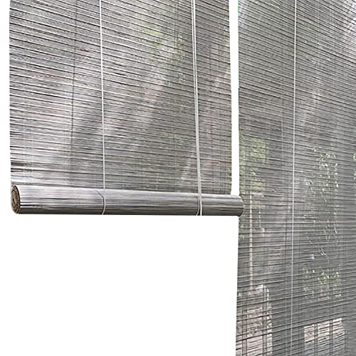 Bambusrollo Rollo Außen Blackout Grau Rollos 60cm/80cm/100cm/120cm/140cm breit, Außen Veranda Rollo mit Haken, Fenster Lichtfilterung Rollo aufrollen (Size : 100x100cm(39.4"x39.4")) von HWF